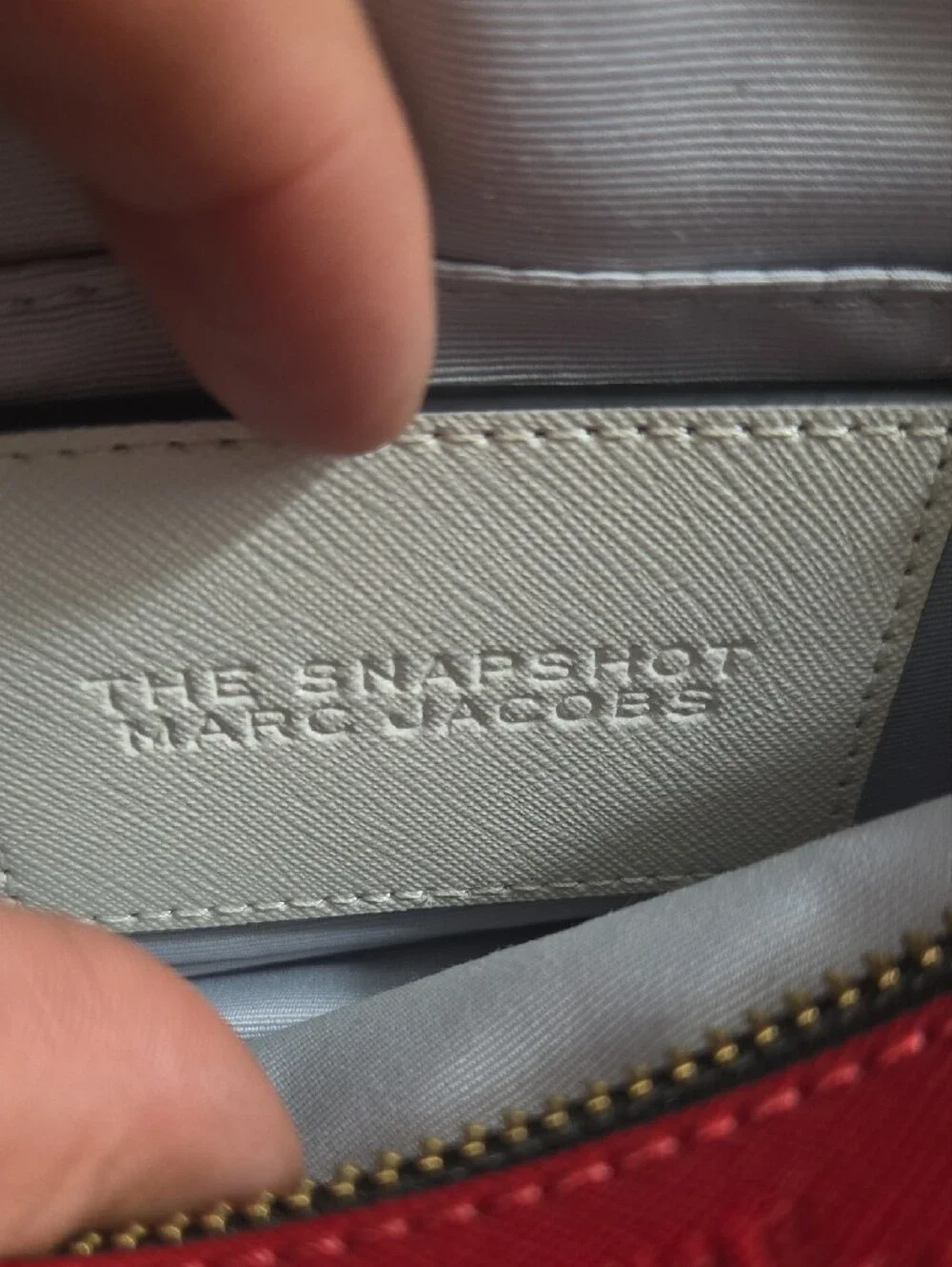 Marc Jacobs Two-Tone White and Red Snapshot Crossbody with Striped Strap - Picture 4 of 4